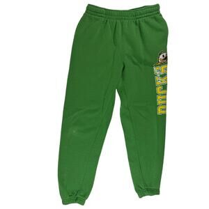 Oregon Ducks Sweatpants Boys 10/12 Green with DUCKS and Mascot Head